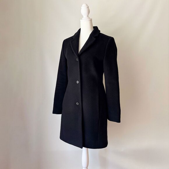 Wilfred Long Black Wool Coat - Picture 1 of 14